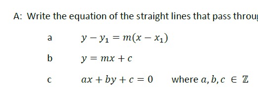 Some revision questions for Straight lines